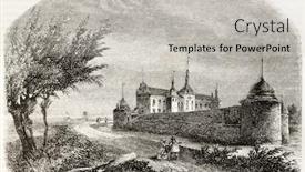  Presentation with castle - Theme having old-illustration-of-vadstena-castle background and a light gray colored foreground