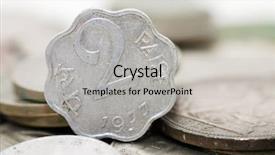  Presentation with black and white old phone - Amazing slide deck having old indian coins isolated backdrop and a light gray colored foreground