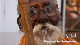  Presentation with old india - Colorful theme enhanced with old indian man in varanasi backdrop and a tawny brown colored foreground