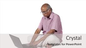  Presentation with retirement - PPT theme featuring old indian man surfing background and a light gray colored foreground