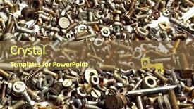  Presentation with nut bolts - Slide deck consisting of old industrial - collection of bolts and nuts background and a tawny brown colored foreground
