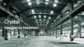  Presentation with abandoned - PPT theme having old industrial - empty floor in abandoned factory background and a ocean colored foreground