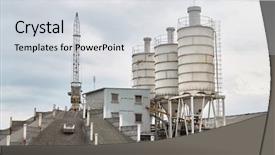  Presentation with old building britain gif - Cool new slide deck with old industrial building with silos backdrop and a light gray colored foreground