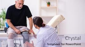  Presentation with old young - Presentation theme featuring old-injured-man-visiting-young background and a light blue colored foreground