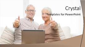  Presentation with senior couple - Audience pleasing presentation consisting of old internet - family technology gesture age backdrop and a white colored foreground