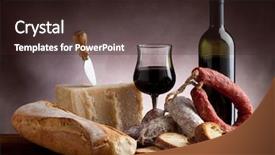  Presentation with cheese - PPT theme consisting of old italian - bread parmesan cheese and salami background and a wine colored foreground