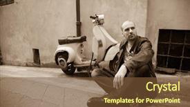  Presentation with italy - Colorful PPT theme enhanced with old italian - italy style young man sitting backdrop and a  colored foreground