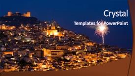  Presentation with city church - PPT theme consisting of old italian - view by night of dwellings background and a navy blue colored foreground