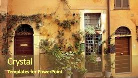  Presentation with old soho street - Amazing PPT theme having old italian street backdrop and a tawny brown colored foreground