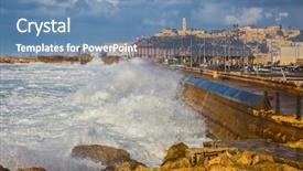  Presentation with old vs new - PPT theme having old jaffa israel whole gale background and a teal colored foreground