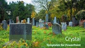  Presentation with old jewish cemetery - Slides featuring old jewish cemetery in vienna background and a tawny brown colored foreground