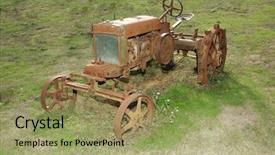  Presentation with tractor - Amazing theme having old john deere farm tractor backdrop and a mint green colored foreground