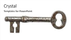  Presentation with key - Slides featuring old key closeup on white background and a white colored foreground