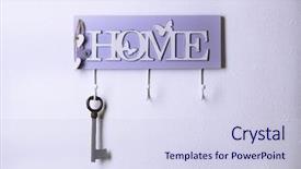  Presentation with light hanging - Colorful presentation theme enhanced with old key hanging from hook backdrop and a sky blue colored foreground