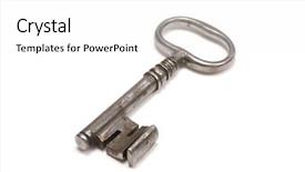  Presentation with key - Colorful PPT theme enhanced with old key isolated on white backdrop and a white colored foreground