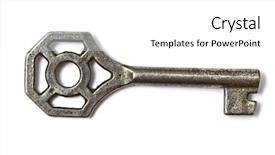  Presentation with old big bike on white - Slide deck consisting of old key isolated on white background and a white colored foreground