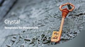  Presentation with old wooden door antique - Slide deck enhanced with old key on wooden antique door close-up background and a gray colored foreground