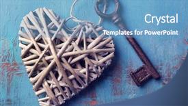  Presentation with human heart blue and red - PPT theme with old key with decorative heart background and a teal colored foreground