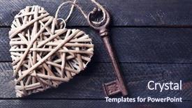  Presentation with dark old fashioned - Slides featuring old key with decorative heart background and a wine colored foreground