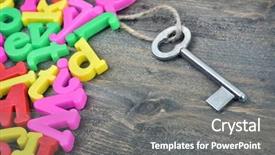  Presentation with key - Amazing slides having old key word on wooden backdrop and a  colored foreground