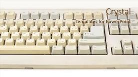  Presentation with keyboard - Presentation theme consisting of old keyboard isolated on white background and a lemonade colored foreground