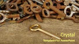  Presentation with old crumpled paper violence against women - Beautiful PPT theme featuring old keys against wooden background backdrop and a  colored foreground