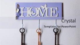  Presentation with light hanging - Theme enhanced with old keys hanging from hooks background and a light blue colored foreground