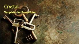  Presentation with keys - Cool new PPT theme with old keys on metal texture backdrop and a tawny brown colored foreground