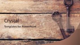  Presentation with keys - Theme consisting of old keys on wooden background background and a coral colored foreground