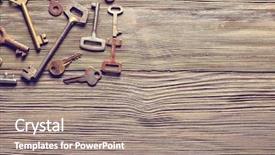  Presentation with keys - Slides consisting of old keys on wooden background background and a gray colored foreground