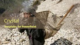  Presentation with woven - Presentation theme consisting of old-lady-carrying-woven-basket background and a violet colored foreground