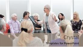  Presentation with old people - Audience pleasing slide deck consisting of old-lady-teaches-old-people backdrop and a coral colored foreground