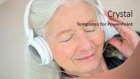  Presentation with old music - PPT layouts enhanced with old lady with headphones background and a lemonade colored foreground