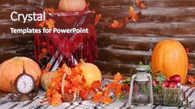  Presentation with old clock time antique - Presentation design having old lamp clock and basket background and a tawny brown colored foreground