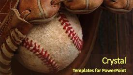 Presentation with wood texture - Presentation theme having old leather baseball glove background and a tawny brown colored foreground