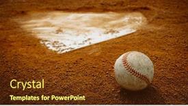  Presentation with baseball home plate - Slide deck consisting of old-leather-baseball-on-dirt background and a  colored foreground