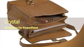  Presentation with leather bag - PPT layouts with old leather school bag background and a tawny brown colored foreground