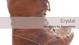  Presentation with leather shoes - Slide deck with old-leather-travel-vintage-boots background and a mint green colored foreground