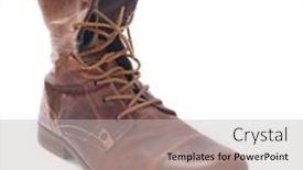  Presentation with leather shoes - PPT layouts consisting of old-leather-travel-vintage-boots background and a light gray colored foreground