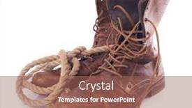  Presentation with leather shoes - Audience pleasing theme consisting of old-leather-vintage-boots-shoes backdrop and a violet colored foreground