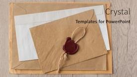 Presentation with old letter - Beautiful presentation theme featuring old-letter-envelope-with-wax backdrop and a coral colored foreground