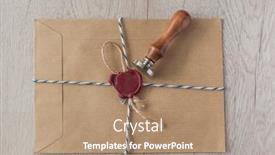  Presentation with old letter - Presentation theme having old-letter-envelope-with-wax background and a coral colored foreground