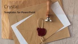  Presentation with old letter - Audience pleasing PPT theme consisting of old-letter-envelope-with-wax backdrop and a coral colored foreground