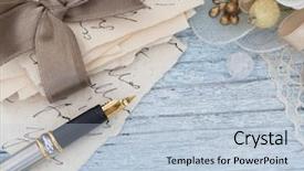  Presentation with vintage letter - Slide set having old letters and pen background and a lemonade colored foreground