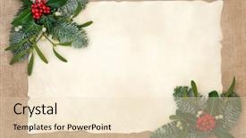  Presentation with winter border - Colorful PPT theme enhanced with old letterwith leaves - traditional winter and christmas background backdrop and a  colored foreground