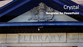  Presentation with architecture old - Presentation theme enhanced with old-library-building-sign-brick background and a navy blue colored foreground