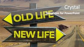  Presentation with new christian life - Audience pleasing slide deck consisting of old life - new life signpost backdrop and a gray colored foreground