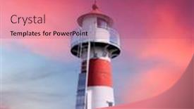  Presentation with lighthouse - Slide deck consisting of old-lighthouse-outside-torshavn-city background and a coral colored foreground