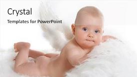  Presentation with angel baby - Presentation theme having old little baby wearing angel background and a white colored foreground