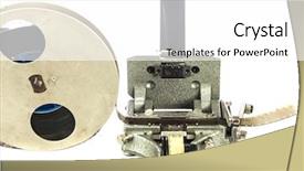 Presentation with thin film nano particles - Slide set enhanced with old machine - motion picture film splicer background and a  colored foreground